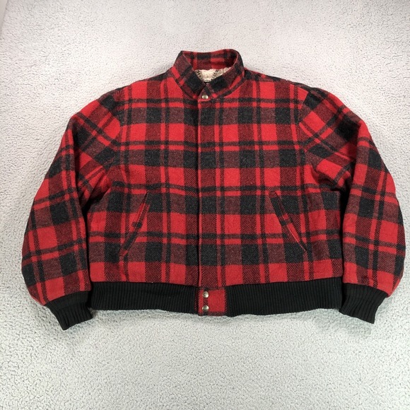 Woolrich Other - VTG Woolridge Jacket Adult Extra Large Red Black Plaid Sherpa Lined Bomber‎ USA
